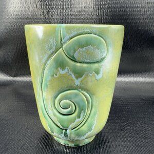 Hand Made Majolica Pottery Vase Vessel Signed‎ Luke G Primitive Style Vase VTG